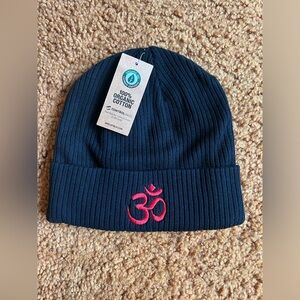 🌿Organic Cotton Beanie with Embroidered 🕉️Om Symbol Black Unisex Winter Hat